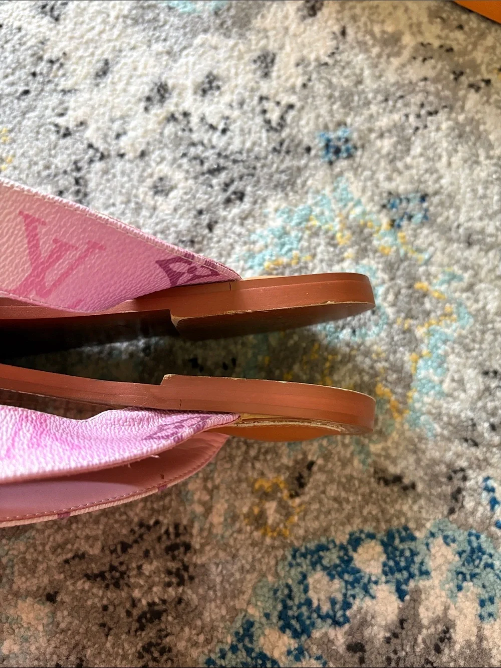 Louis Vuitton Pink Monogram Leather Thong Sandals